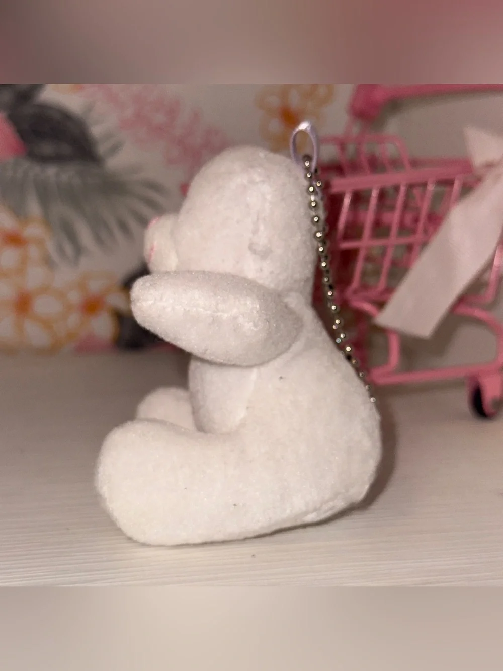 Mini bear keychain white